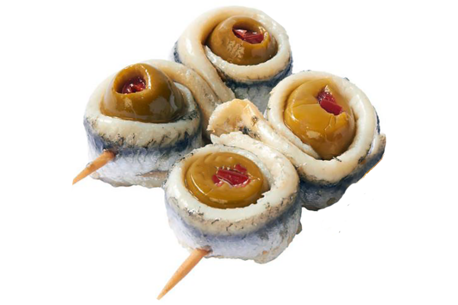 ansjovisspiesje met olijfje