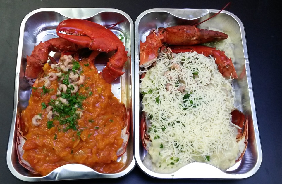 warme kreeftenbereiding met diverse sauzen